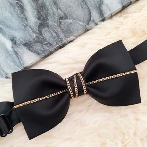 NEW Groom luxury gold chain Bow Tie wedding gift